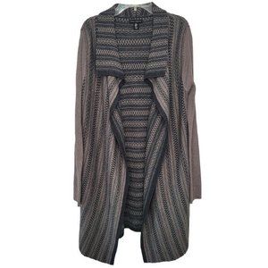 Willi Smith Womens Medium Gray Open‎ Front Merino Wool Cardigan Sweater